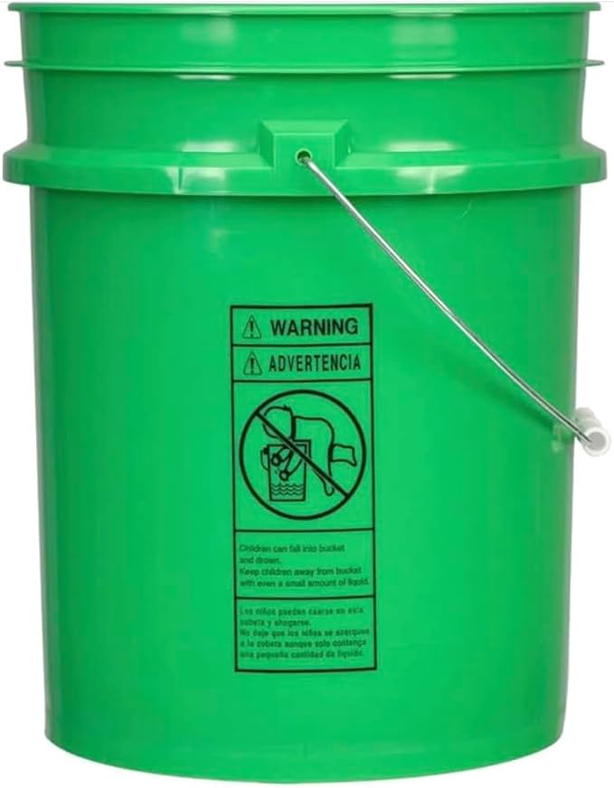 House Naturals 5 Gallon Premium HPDE Plastic Bucket - Made in USA Food Grade Storage Container, BPA Free All Purpose Pail (1, Green)