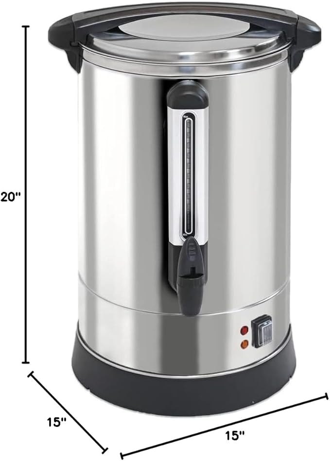 100-Cup XL Commercial Coffee Urn | Stainless Steel Coffee Maker Hot Beverage Dispenser for Catering & Events | Extra Large Commercial Size Coffee Brewer Broiler