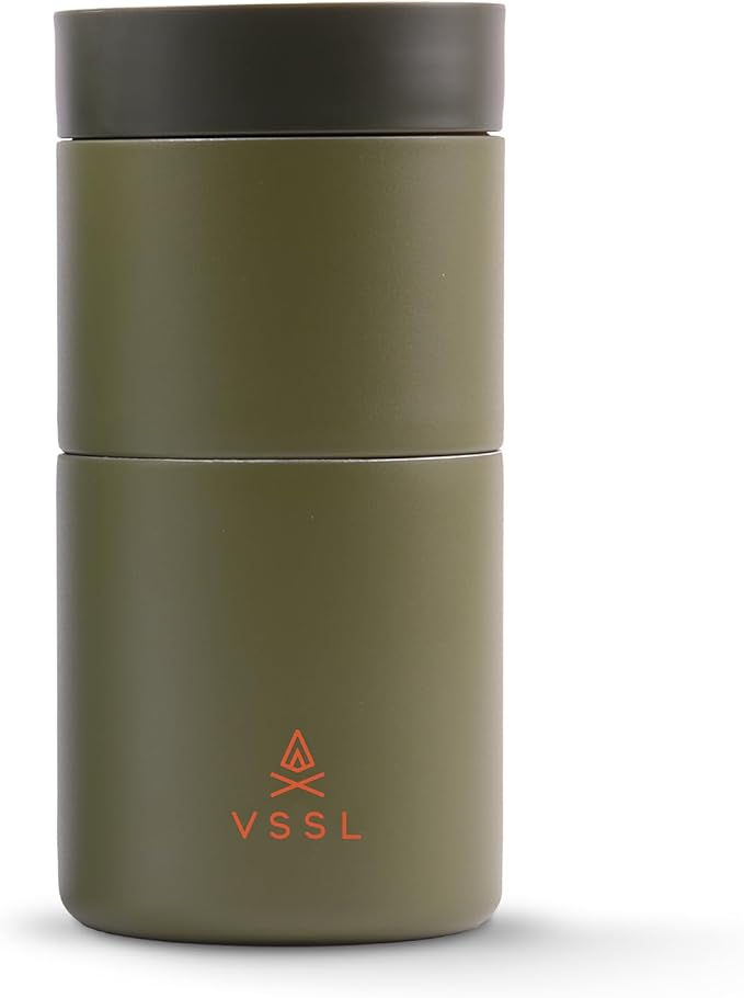 VSSL - Nest Pour Over Coffee Set | Coffee Maker for Camping | All-In-One Travel Pour Over | Transportable Dripper, 10oz Stainless Steel Travel Mug | Compact Storage & Adventure Ready | Deep Moss