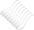 Soup Spoons Set of 8, Ceramic Chinese Soup Spoon, Asian Soup Spoons, White Japanese Spoon Large for Ramen Pho Wonton Dumpling Miso, Deep Oval Hook Design (8 pcs-6.7 inch)