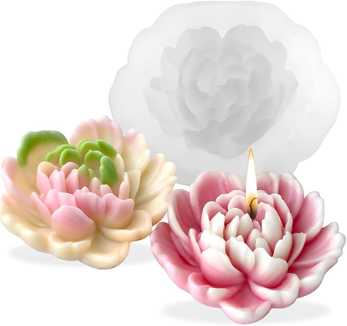 Love Heart Flower Candle Mold for Candle Making Cute 3D Molds for Candles Non-Stick Mould Chocolate Candies Dessert Flower Molds Silicone for Crafts Resin Soap Aroma Candles Mold Home Decoration