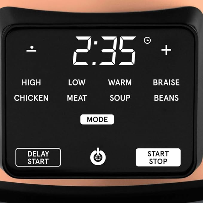 Gourmiia 4.5 Qt Programmable Slow Cooker with 5 Presets, Slow Cook, Digital Timer, Keep Warm Function, Nonstick Interior, Dishwasher Safe (Peach)
