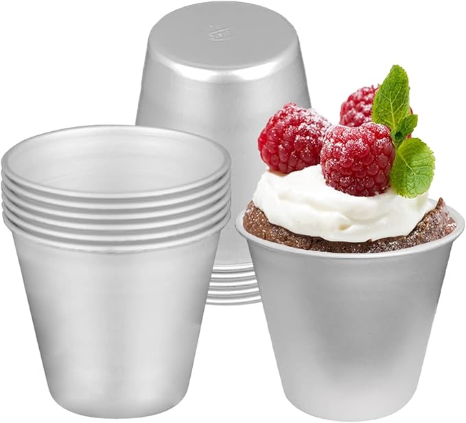 FRIGIIRE 12 Pieces Pudding Molds for Baking Single Muffin Tin Cupcake Tin Ramekins Cups Nonstick Souffle Darioles Mould Aluminum,3.15 inch Height