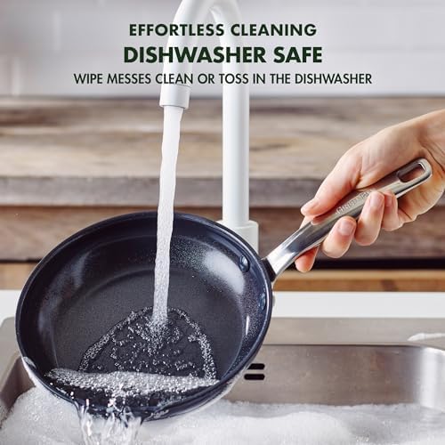 GreenPan Chatham Prime Midnight Hard Anodized Healthy Ceramic Nonstick, 10" and 12" Frying Pan Skillet Set, PFAS-Free, Dishwasher Safe, Oven Safe, Black