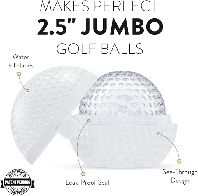 2 Pcs Silicone Golf Ball Ice Mold - 2.5” Ice Ball Maker Mold Ideal for Cocktails, Bourbon, Brandy - Perfect Ice Ball Mold Golf Gifts For Men