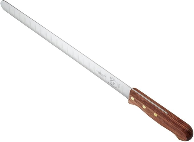 Mercer Culinary Praxis Granton Edge Slicer with Rosewood Handle, 12 Inch, Wood