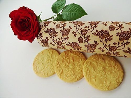 Embossing rolling pin ROSES WREATH. Wooden embossing rolling pin with roses. Wild rose. Summer flower. Floral rolling pin. Mother's Day gift