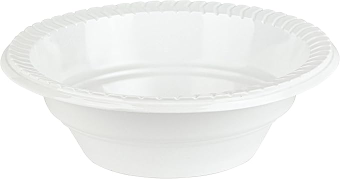 PLASTICPRO Round Plastic 12 ounce Bowls Microwaveable, Disposable, White, Dinnerware 100 Count