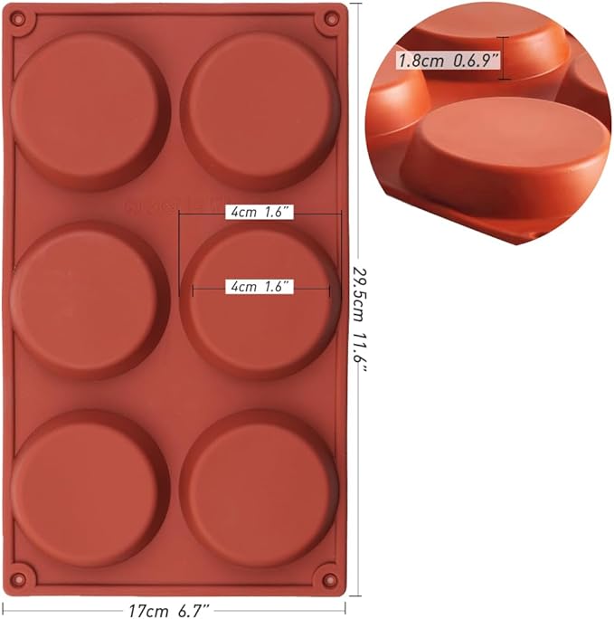 Silicone Disc Molds With Tapered Side, 3.1 Inches Silicone Baking Mold, Nonstick & Quick Release, Mousse Cake Pan for French Dessert, Pie, Candy and Soap, Pack of 4
