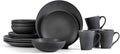 Stone Lain Grao Stoneware 16-Piece Dinnerware Set, Grey