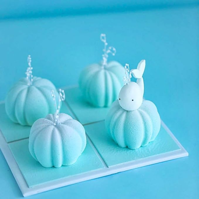 Halloween Pumpkin Silicone Molds for Mousse Cake, 3D Baking Dessert Molds for Chocolate, Pudding, Jelly, Cheesecake, Pastry (6-Cavity)