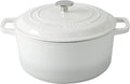 Enameled Cast Iron Dutch Oven Pot With Lid, Dutch Oven for Sourdough Bread Baking Round Pot Dule Handle, 6 Quart, White