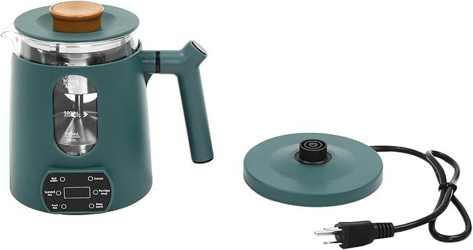 Electric Kettle,Temperature Control Glass Tea Maker LCD Display,Water Boiler & Heater With 360° Swivel Base and 6 Different Kinds of Functions For Coffee,Tea,Milk,Water,Hot Chocolate (Green)