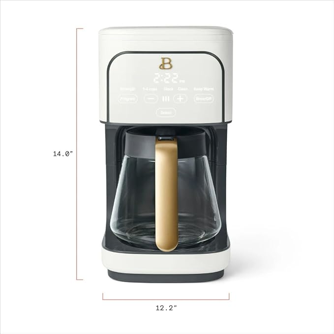 Beautiful 12-Cup Programmable Coffee Maker – Auto Brew, Digital Timer, Glass Carafe (White Icing)