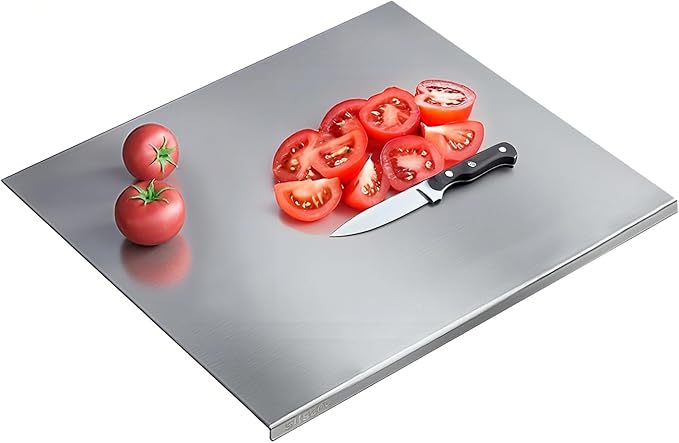 304 Stainless Steel Cutting Board – Stainless Steel Kitchen Chopping Boards Non-Slip, Dishwasher Safe – Ideal for Meat, Vegetables, Fruits, Bread & Baking – Commercial & Home Use (19.6 * 19.6in)