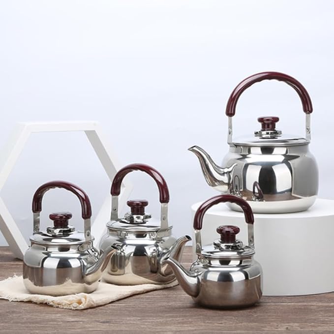 LIFKOME Whistling Water Kettle Traditional Tea Pot Stainless Steel Water Boiling Kettle 750ml Stovetop Kettle with Handle for Home Hotel