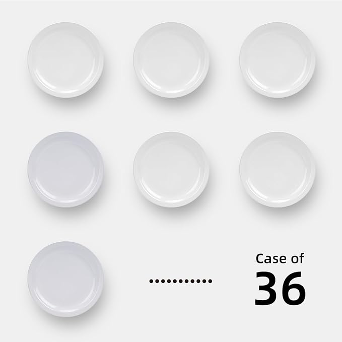 Stoneware Narrow Rim Commercial Grade Dinnerware, Bright White, Plate 8.25, Case of 36