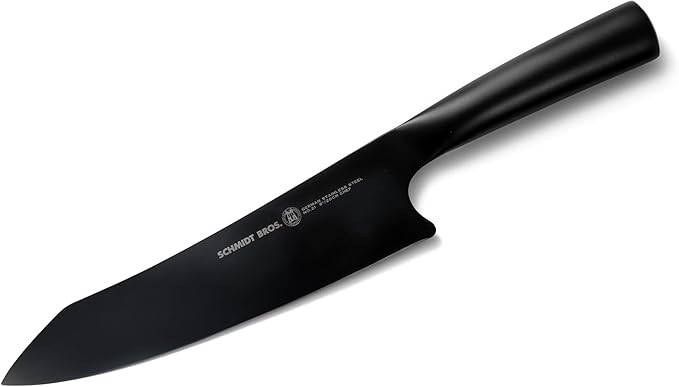 Schmidt Brothers - Jet Black Series 7-Piece Kitchen Knife Set, High-Carbon German Stainless Steel Cutlery, Pure Matte Black Titanium Finish With Clear Acrylic Magnetic Knife Block