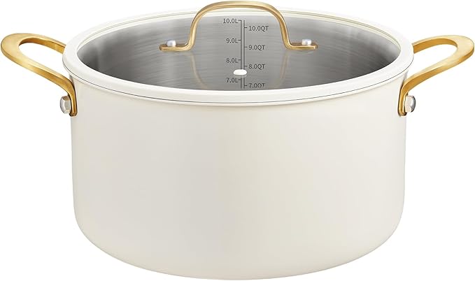 BEZIA 6 QT Stainless Steel Stockpot with Lid, Casserole with Lid, Soup Pot with Sturdy Handle, Even Heat Distribution, Induction Cooking Pot for All Stoves, Ideal for Soups & Stews