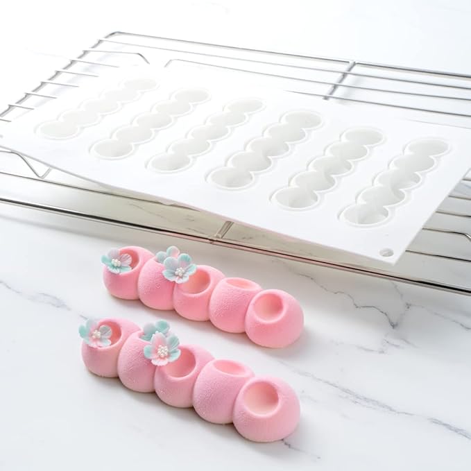 Pastry Tek 6 Cavities Flower Mold, 1 Oven-Ready Flower Chocolate Mold - Flexible, Freezable, White Silicone Flower Candy Mold, Easy Release, For Baking - Restaurantware