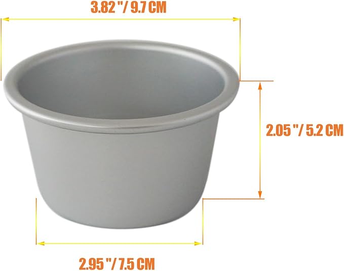 Aluminum Tart Pan Set, 6 PCS Popover Pan Single Serving Pastry, Large Muffin Pans, Baking Tool for Egg Tart, Yorkshire, Cupcake, Baba Au Rhum, Pot Pie (3.82x 2.95x 2.05 Inch)