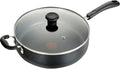 T-Fal Specialty Nonstick Saute Pan with Glass Lid 5 Quart, Oven Broiler Safe 350F, Cookware, Deep Frying Pan with Handle, Skillet, Kitchen, Pots and Pans, Dishwasher Safe, Black