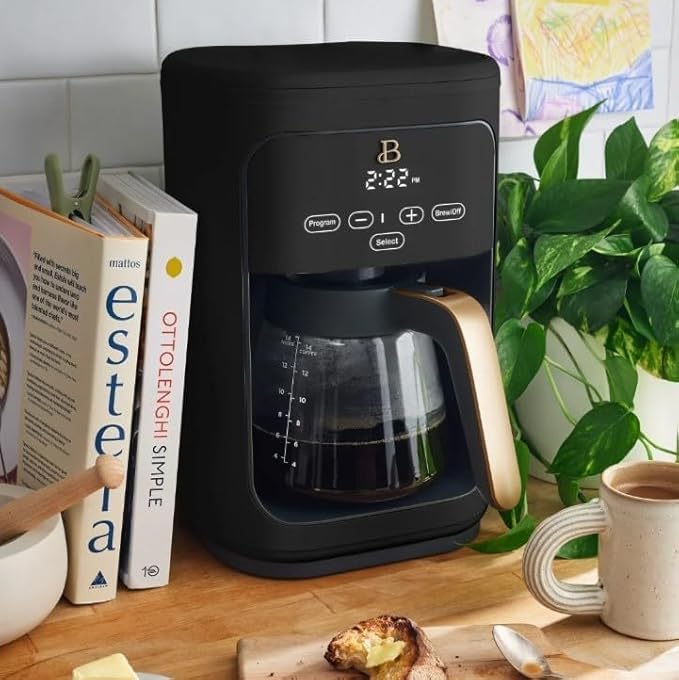 Beautiful 14-Cup Programmable Coffee Maker with Touch-Activated Display – Brew Hot Coffee Fast, Keep Warm & Auto-Pause (Black Sesame)