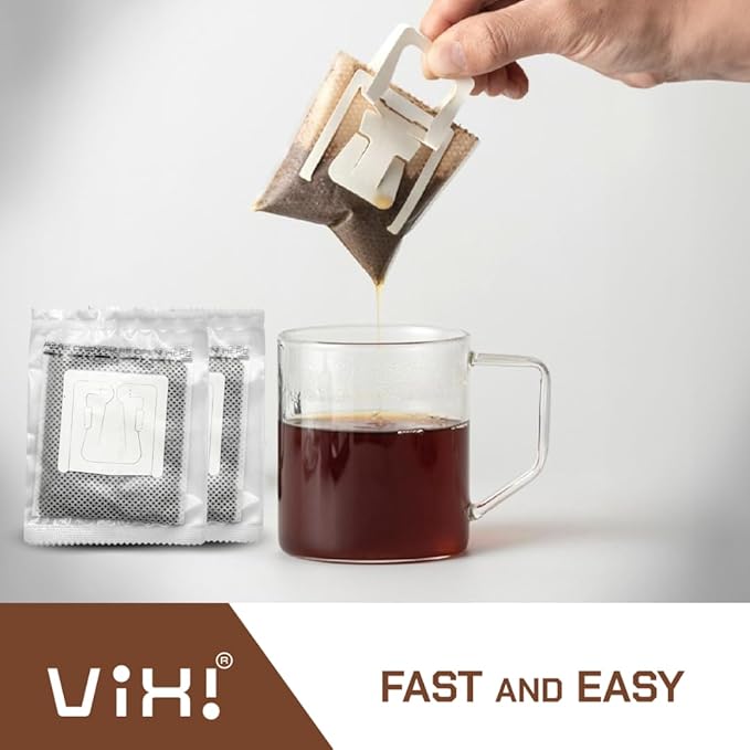 VIXI Drip Coffee Blended, 24 Bags, Ground Coffee, Medium Roast, Hanging Ear, Arabica Blend Robusta, Smooth and Balanced Flavor, Single Serving, Natural Vietnamese Coffee