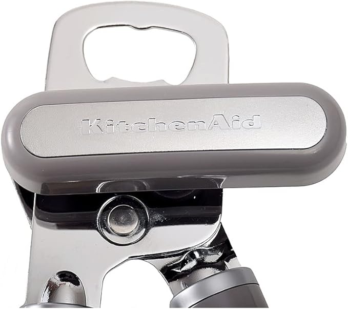 KitchenAid Classic Multifunction Can Opener and Bottle Opener Easy to Use, Razor Sharp Stainless Steel Cutting Wheel, Soft Ergonomic Handles, Gray