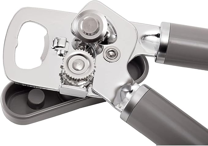 KitchenAid Classic Multifunction Can Opener and Bottle Opener Easy to Use, Razor Sharp Stainless Steel Cutting Wheel, Soft Ergonomic Handles, Gray