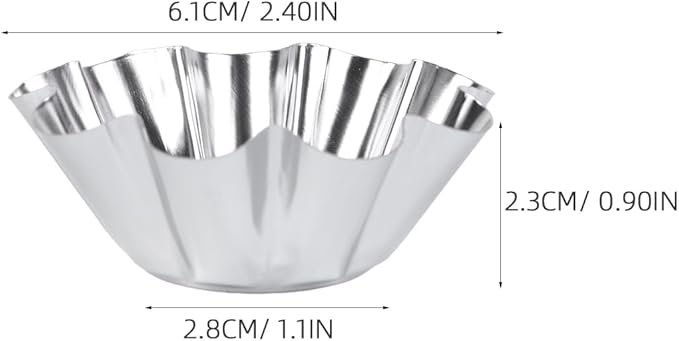 Unomor 6pcs Reusable Stainless Steel Tart and Cupcake Molds Baking Pans for Muffins Pies and Desserts Silver Kitchen Bakeware