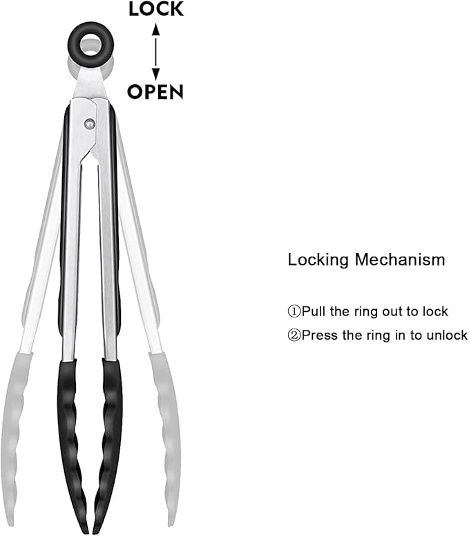 4 Pack Silicone Kitchen Cooking Tongs Set, Stainless Steel Nonstick Food Tong with BPA Free Silicone Tips for Serving Pasta Spaghetti Steak Pie Pizza Salad Vegetable Fruit Grilling BBQ Buffet 9" & 12"