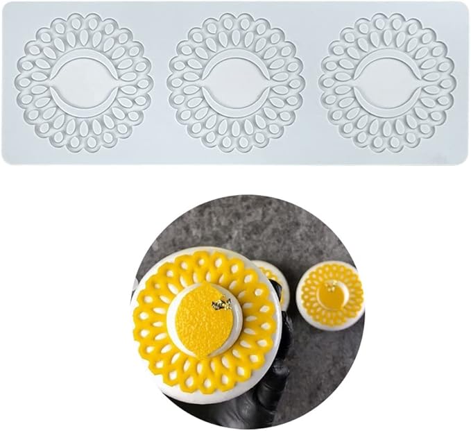 Silicone Molds 3D Hollow Leaf Chocolate Molds Honeycomb Bee Candy Mold Flower Pattern Fondant Mold Cake Topper Sugar Craft Decoration (R_Sunflower_10.08 * 3.56 * 0.08inch)