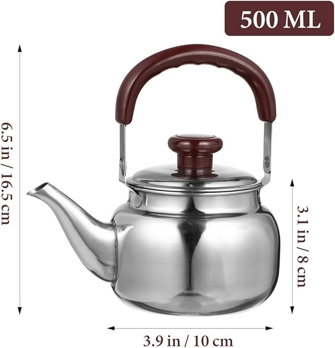 LIFKOME Traditional Stainless Steel Heavy Duty Tea Kettle With Sandwich Bottom and Specialty Cool Touch Handling Mirror Finish Stainless Steel Whistling Tea Kettle Stove Top