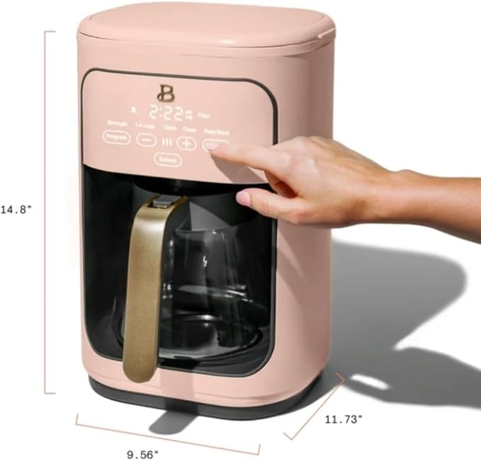Beautiful 14-Cup Programmable Coffee Maker with Touch-Activated Display – Brew Hot Coffee Fast, Keep Warm & Auto-Pause (Rose)