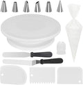 11 Inch Rotating Cake Turntable, 68pcs Stand Smoothly Revolving Spinner, Decorating Kit Display Stand, Baking Tools Accessories Supplies for Cookies Cupcake (White-63Pcs)
