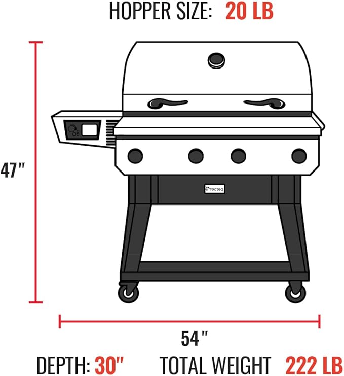 recteq X-Fire Pro Pellet Smoker Grill, Wi-Fi-Enabled Electric Pellet Grills, Outdoor Grills & Smokers, BBQ Grill, 825 Sq. in. Cooking Space, X-Fire Pro + Grilling Essentials