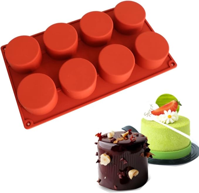 Silicone 11/8/6 Cavity Cylinder Shape Cake Mold For Baking Dessert Ice-Creams Mousse Mould Fondant Decorating Tools (8 Cavity)