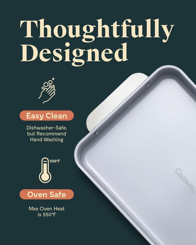 Caraway Non-Stick Ceramic 9”x13” Rectangle Pan - Naturally Slick Ceramic Coating - Non-Toxic, PTFE & PFOA Free - Perfect for Brownies, Lasagnas, and More - Gray