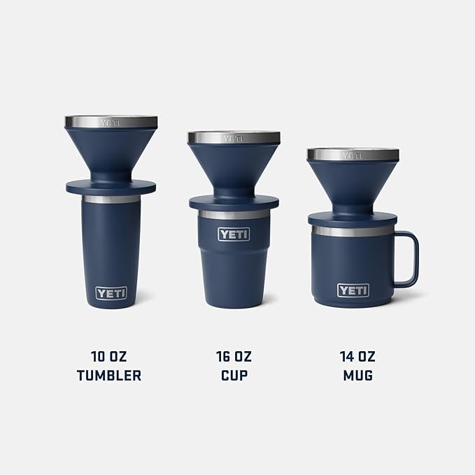 YETI Pour Over Coffee Maker Accessory Ramblers, Designed for Perfect Coffee Extraction Anywhere, Stainless Steel, fits any V60 Filter, White