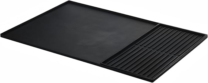 Silicone Coffee Pad, 24-inch x 16-inch Mat, with Removable Baking Tray, Fits Coffee Machines and Baking Sheets, Black