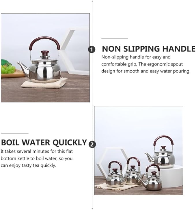 LIFKOME Whistling Water Kettle Traditional Tea Pot Stainless Steel Water Boiling Kettle 750ml Stovetop Kettle with Handle for Home Hotel