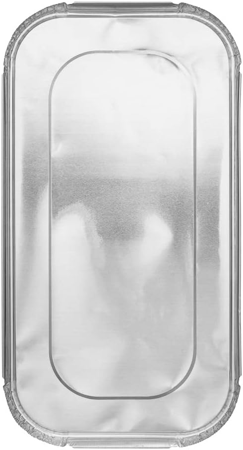 Restaurantware-LIDS ONLY: Foil Lux Foil Pan Lids Pack of 25 Oven-Ready Aluminium Tray Covers - Pans Sold Separately, Fits 1/3 Third-Size Steam Table, Foldable Edges, Freezable, Silver, Disposable