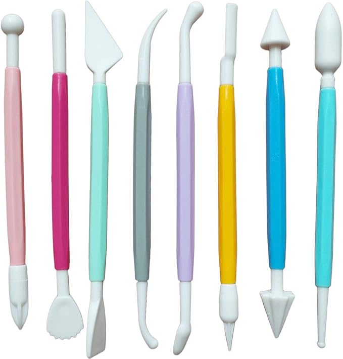 Marshmallow Fondant Cake Decorating Hand Tool 12 Pcs 5 Sets Sugarcraft Gumpaste Icing Smoother Rolling Pin Trimmer Cutter Embosser Flower Scissor Modelling Accessories Supplies Kit Multi