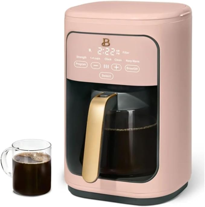 Beautiful 14-Cup Programmable Coffee Maker with Touch-Activated Display – Brew Hot Coffee Fast, Keep Warm & Auto-Pause (Rose)