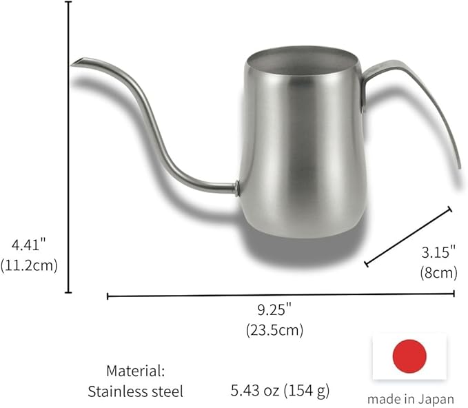 Gooseneck Kettle [ Made in Japan ] 14.5 oz - Stainless Steel Pour Over Coffee Pot