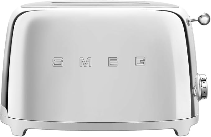 SMEG 2 Slice Toaster with 6 Presets and Defrost Function and Removable Crumb Tray TSF01SSUS, Stainless Steel