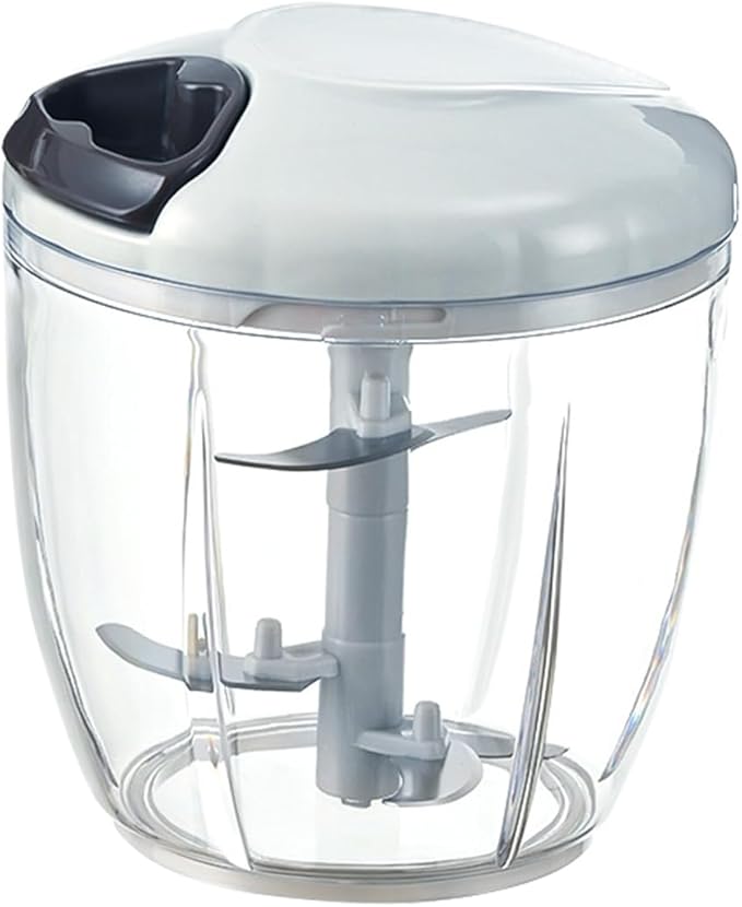 Manual Food Processor Vegetable Chopper, Hand Pull String Garlic Mincer Cutter for Veggies, Fruits, Nuts, Meat, Salad,900ml Gray