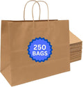 ASSUREPAK DIY Paper Bag - 250 units - Kraft Color - 16"x6"x12" - 74LB (110 GSM strong) Twisted Handle - Recyclable Food & Supermarket Bags for Decorating & Branding - 16612NKPAPTHDL