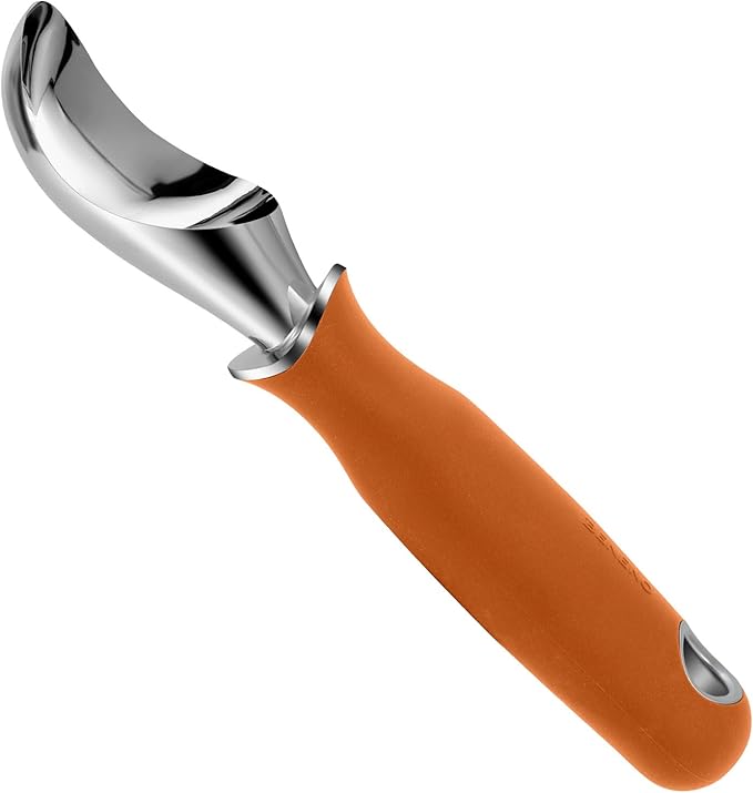 Beneno Heavy Duty Ice Cream Scoop - Upgraded Anti-Fracture Design, Comfortable Grip Long Handle, Effortless Scooping & Dishwasher Safe, Orange